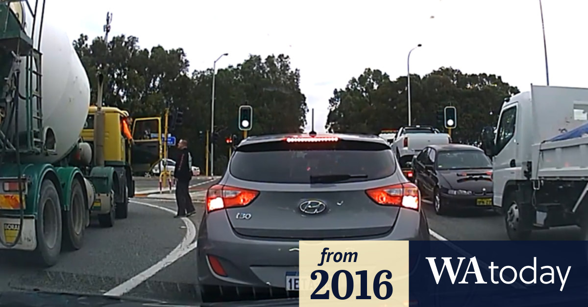 Perth road rage Dash cam captures truck driver kicking man in head